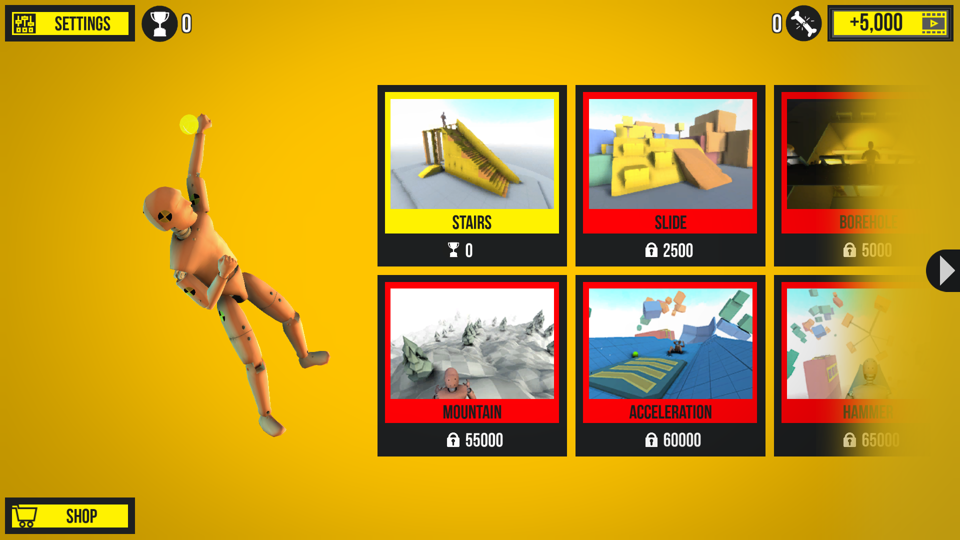 Hands-on capture of Body Drop 3D: Ragdoll Physics Puzzle Browser Game (Main menu or character select)