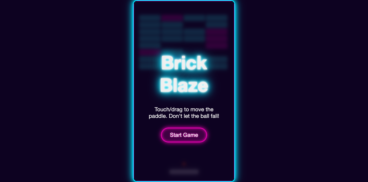 Hands-on capture of Brick Blaze: A Neon Breakout Arcade Game (Main menu or character select)