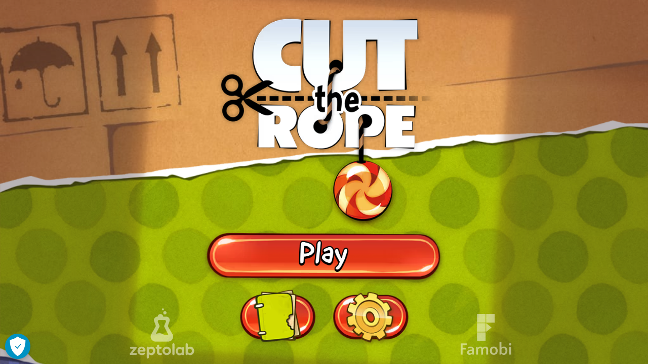 Hands-on capture of Cut The Rope: The ZeptoLab Classic, Official Build, Play-Tested to a Cleared Level (Main menu or character select)