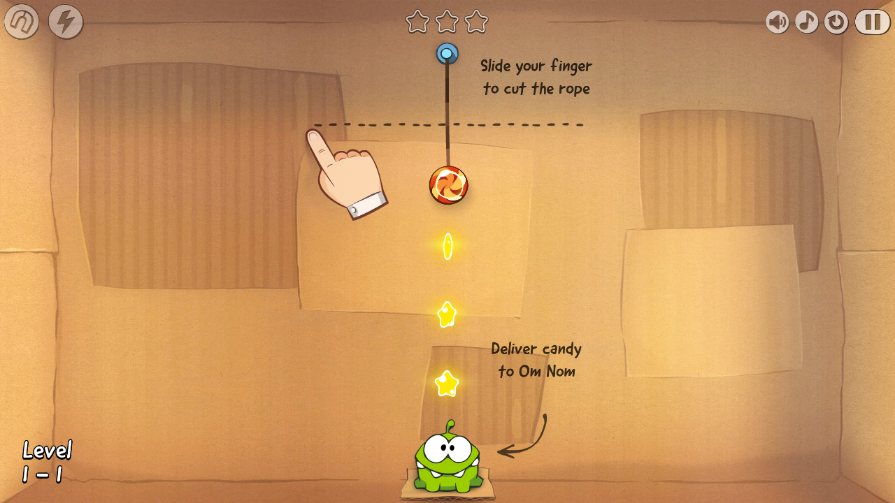 Hands-on capture of Cut The Rope: The ZeptoLab Classic, Official Build, Play-Tested to a Cleared Level (In-game moment captured during our playtest)
