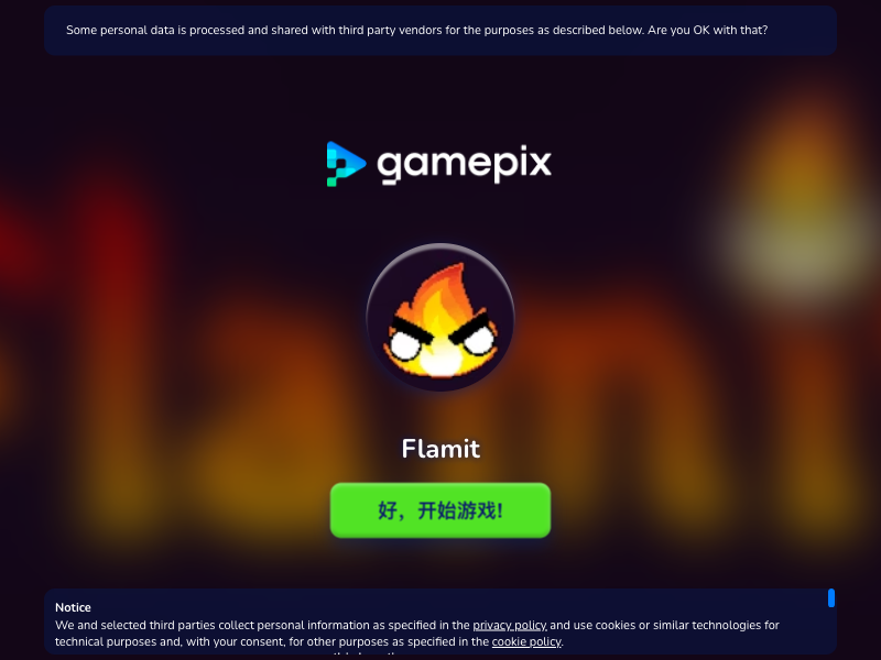 Hands-on capture of Flamit (Title / loading screen)