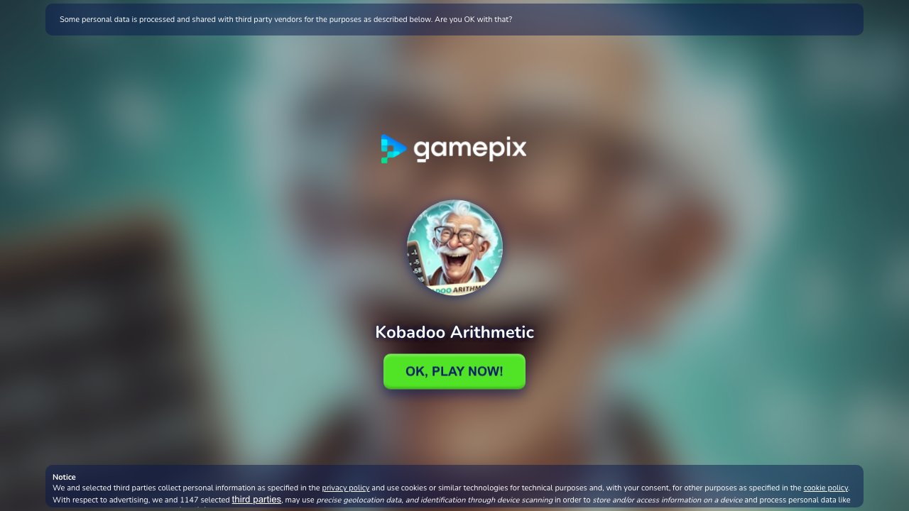 Hands-on capture of Kobadoo Arithmetic (Title / loading screen)