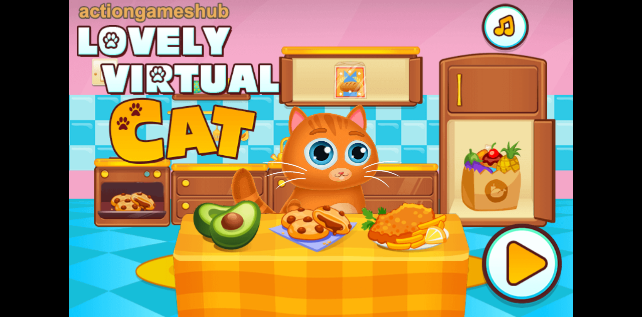 Hands-on capture of Lovely Virtual Cat: A Virtual Pet Caring Game for Kids (Main menu or character select)