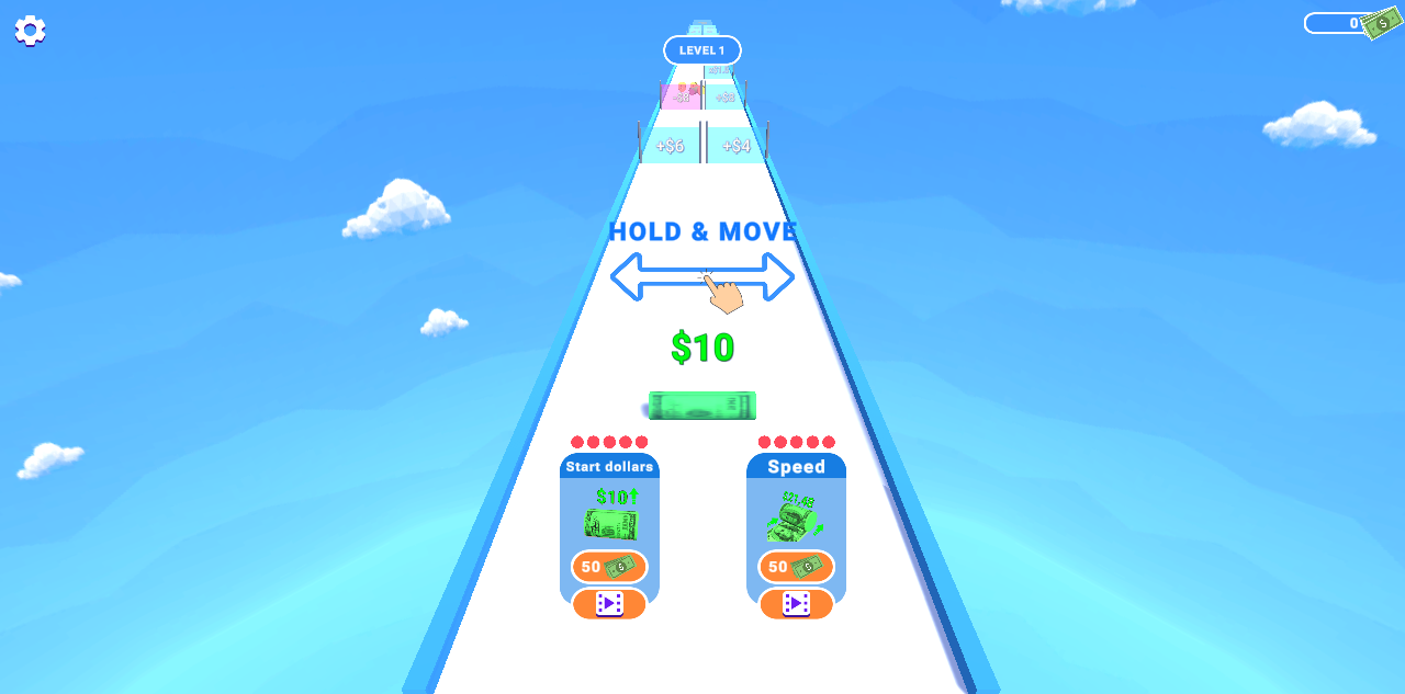 Hands-on capture of Money Rush: A Hyper-Casual Math Runner (Main menu or character select)